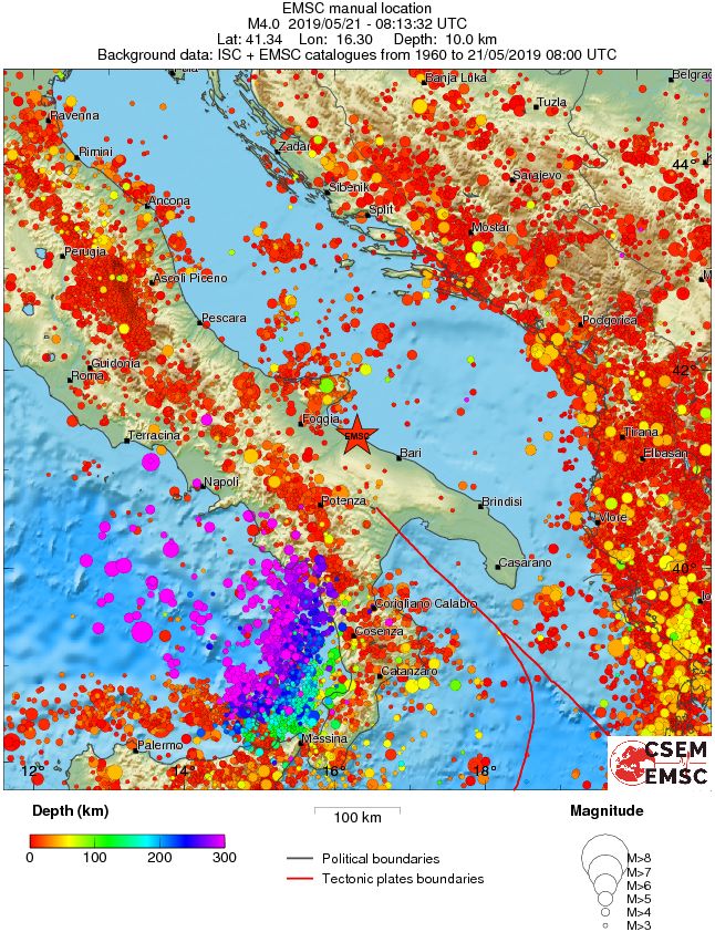 regional depth historical seismicity