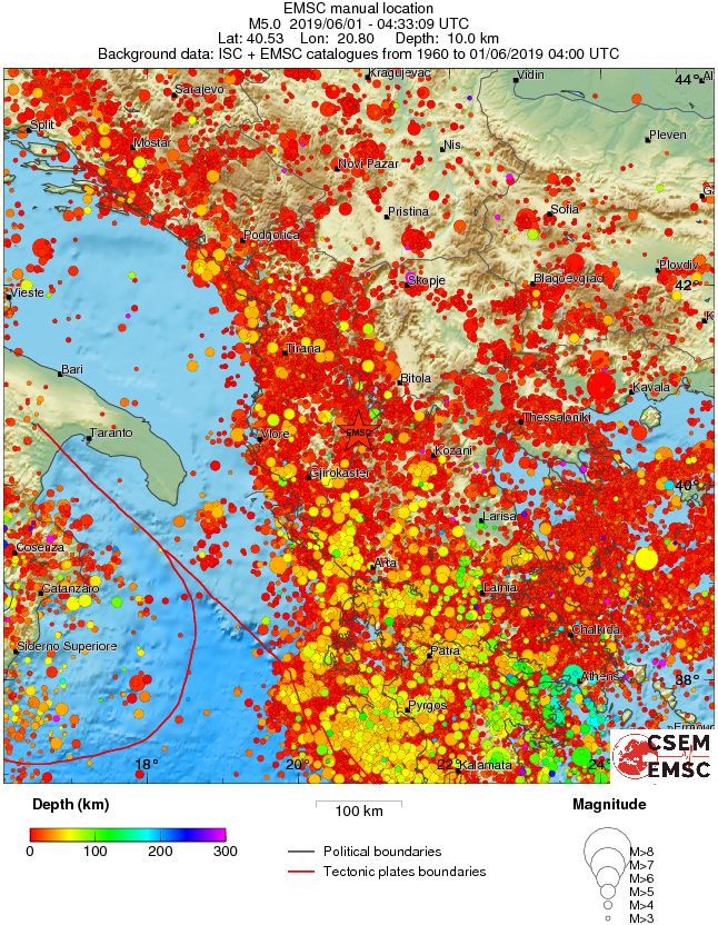 regional depth historical seismicity