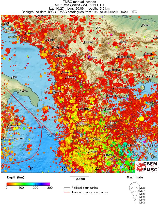 regional depth historical seismicity