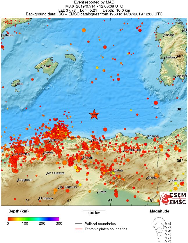regional depth historical seismicity