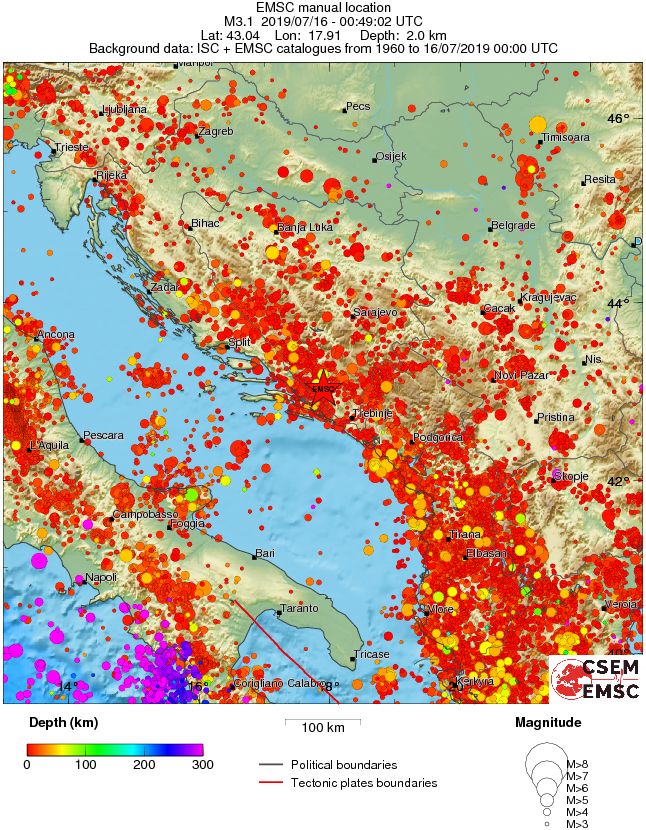 regional depth historical seismicity