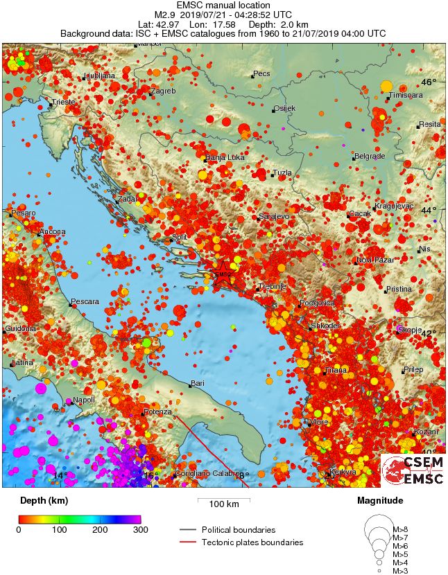 regional depth historical seismicity