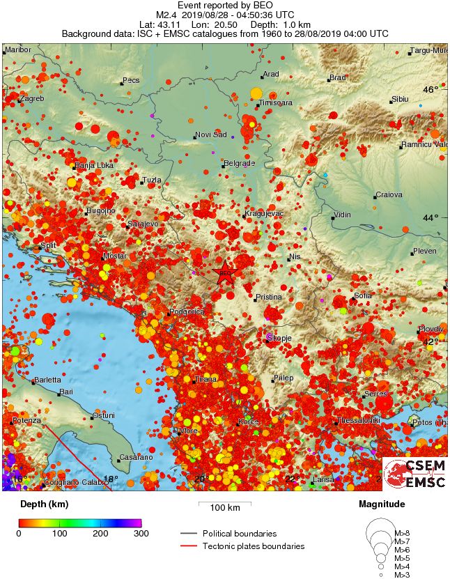 regional depth historical seismicity