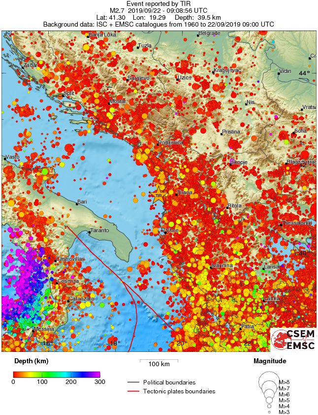 regional depth historical seismicity