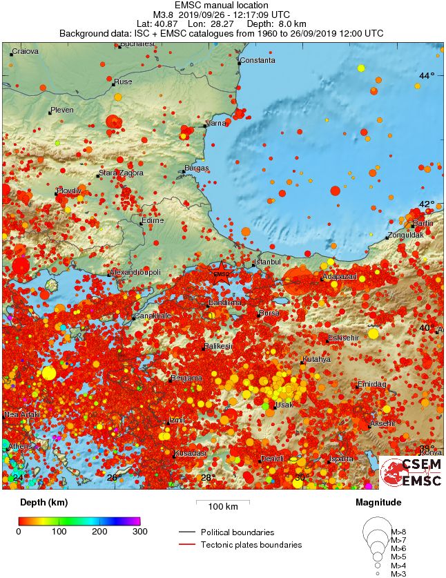 regional depth historical seismicity