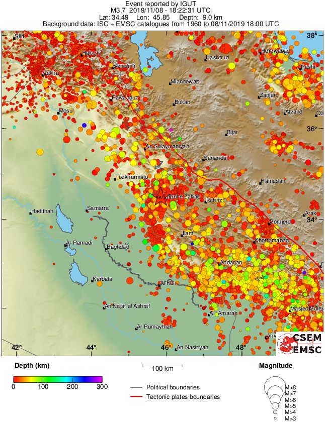 regional depth historical seismicity