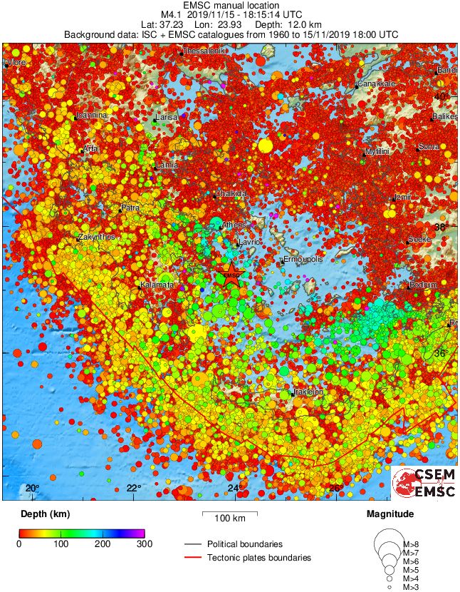 regional depth historical seismicity