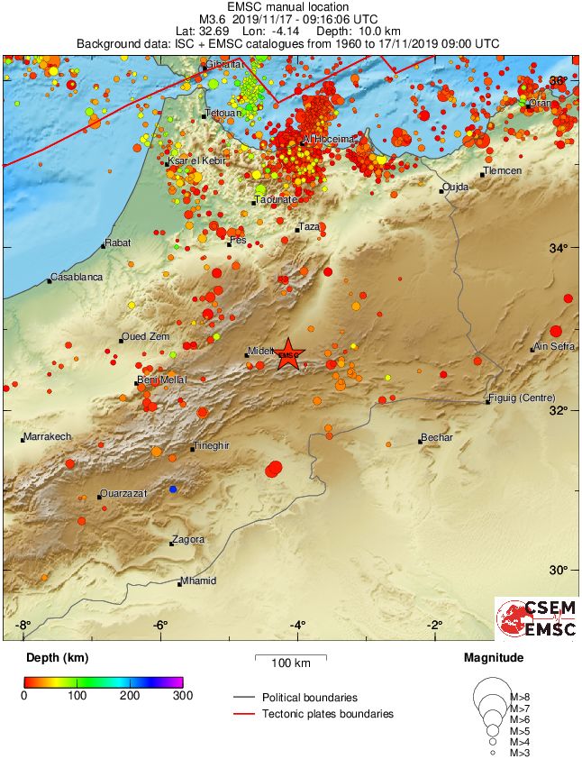 regional depth historical seismicity