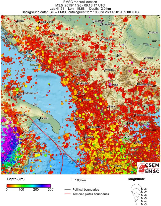 regional depth historical seismicity