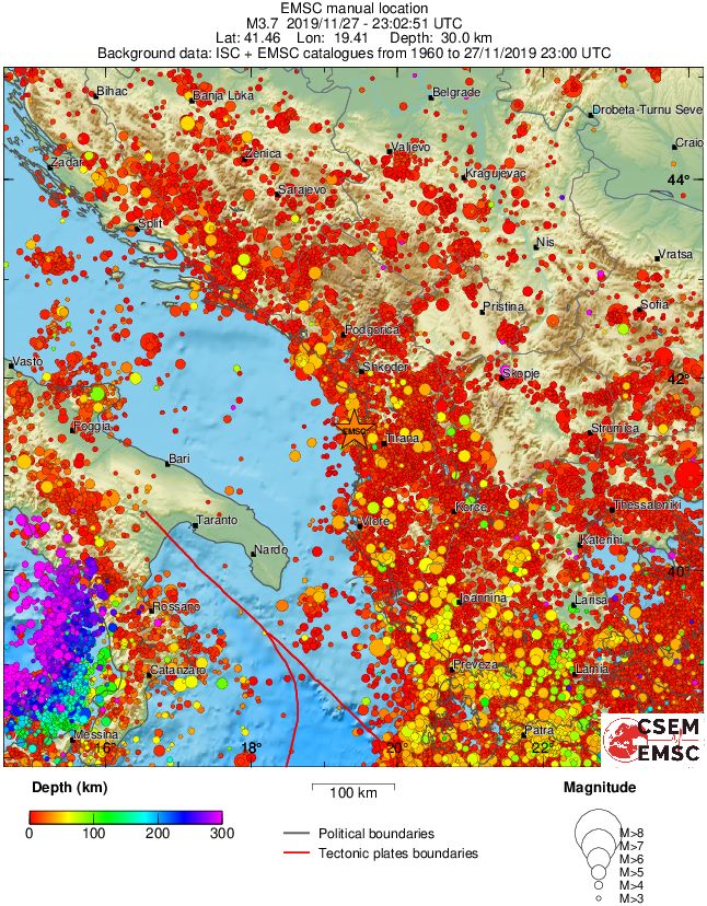 regional depth historical seismicity