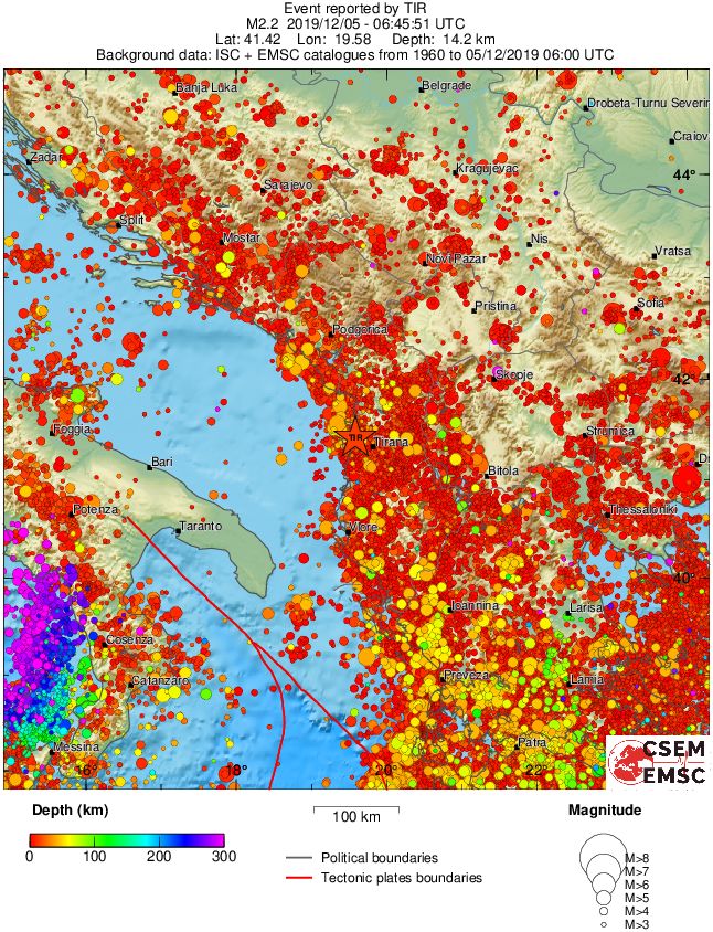 regional depth historical seismicity