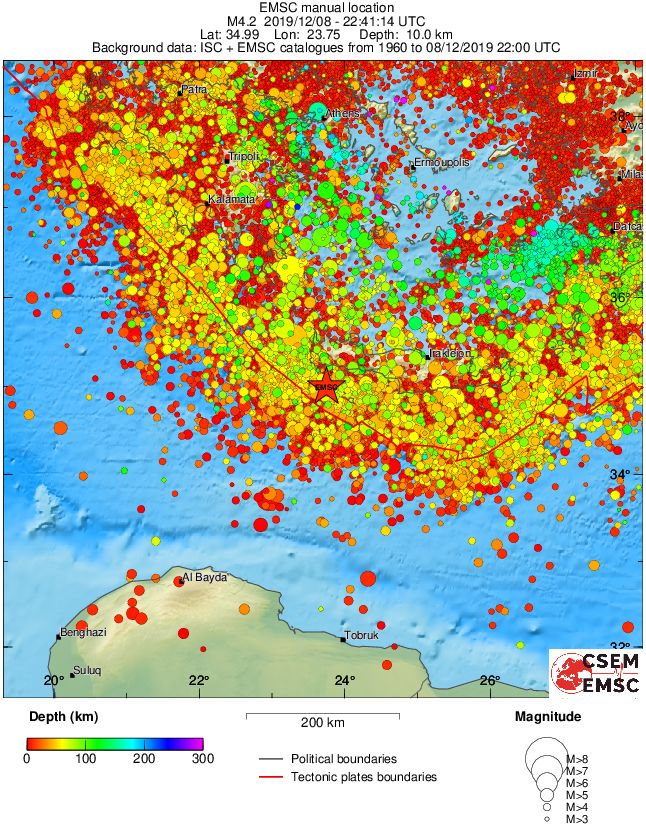 regional depth historical seismicity