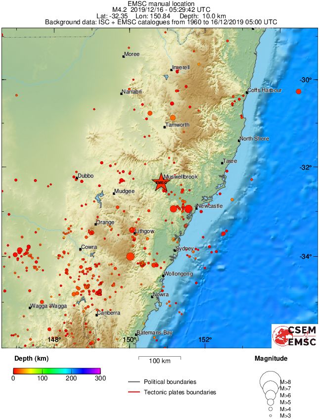 regional depth historical seismicity