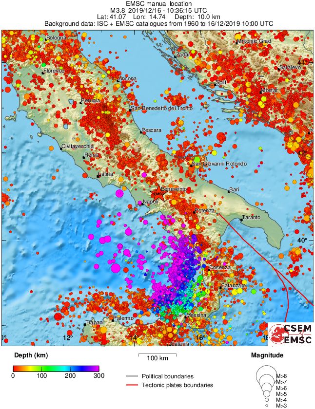 regional depth historical seismicity