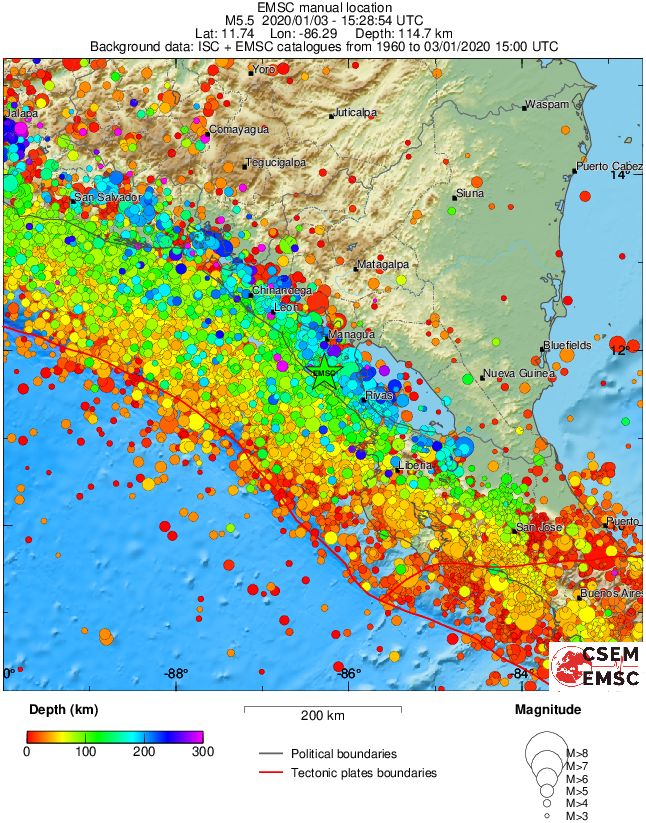 regional depth historical seismicity