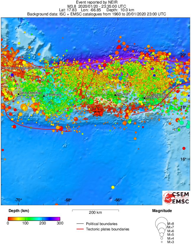 regional depth historical seismicity