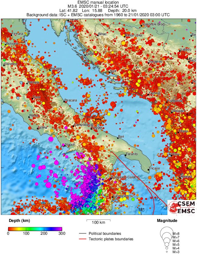 regional depth historical seismicity