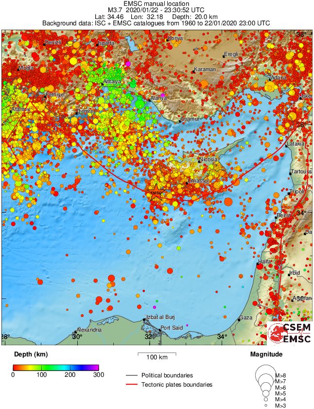 regional depth historical seismicity