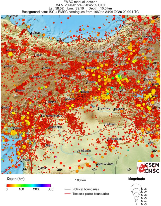 regional depth historical seismicity