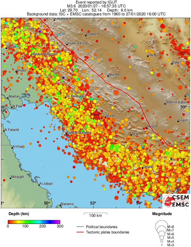 regional depth historical seismicity