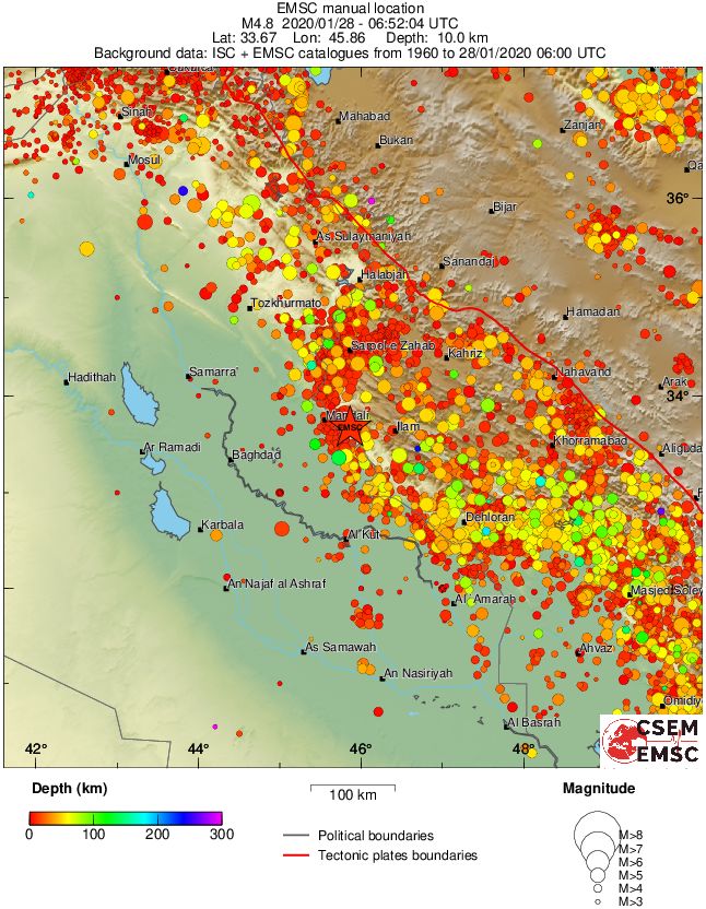regional depth historical seismicity