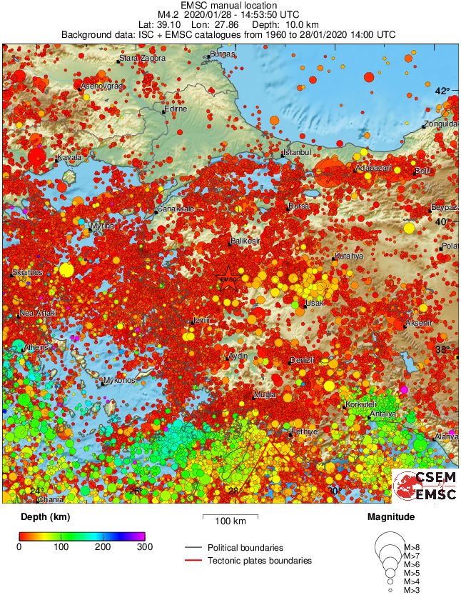 regional depth historical seismicity