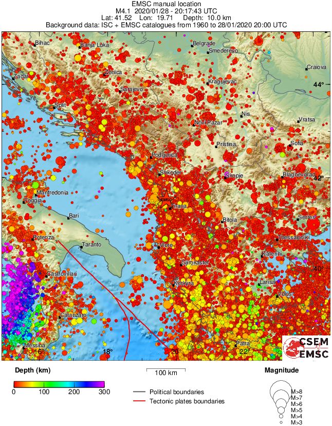regional depth historical seismicity