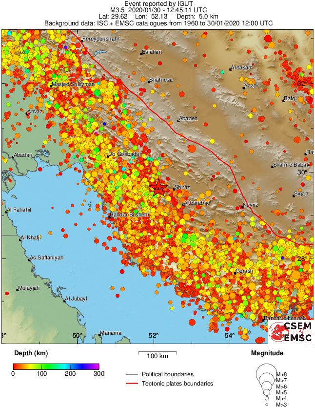 regional depth historical seismicity
