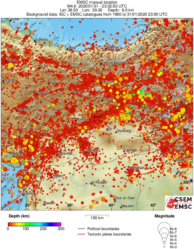 regional depth historical seismicity