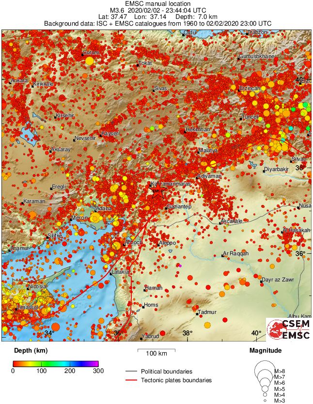 regional depth historical seismicity