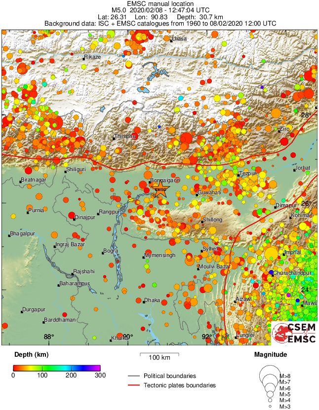 regional depth historical seismicity