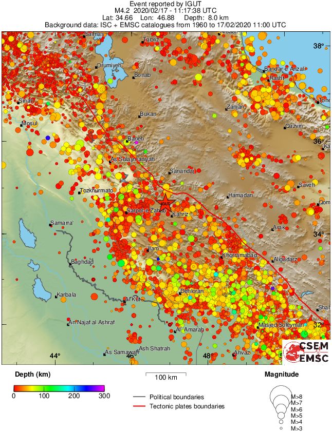 regional depth historical seismicity