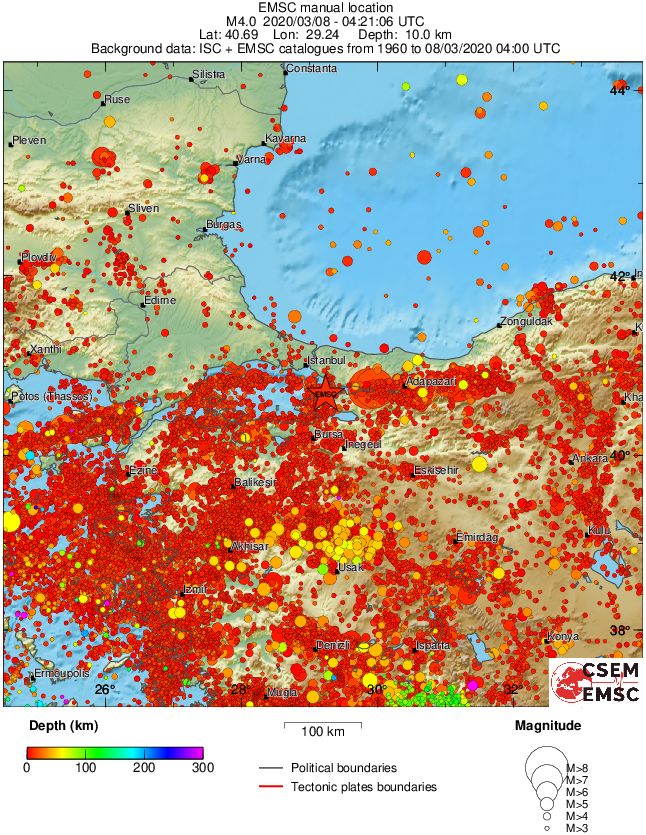 regional depth historical seismicity