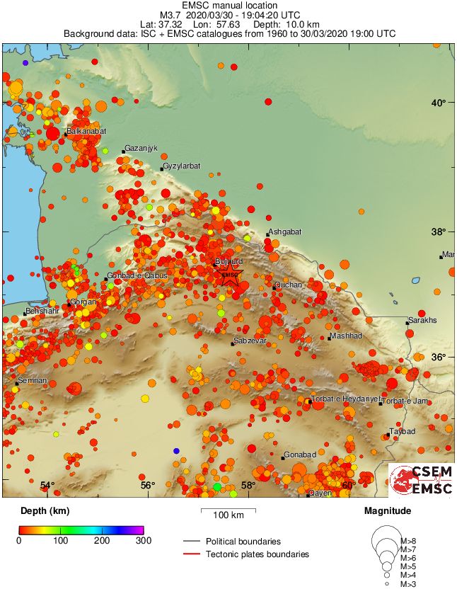regional depth historical seismicity