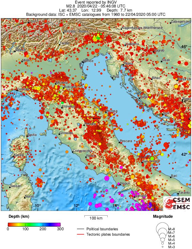 regional depth historical seismicity