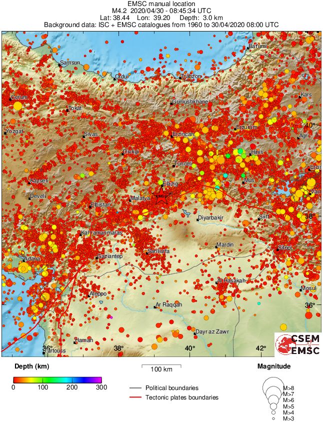 regional depth historical seismicity