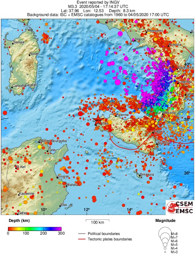 regional depth historical seismicity