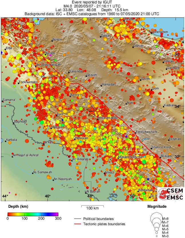 regional depth historical seismicity