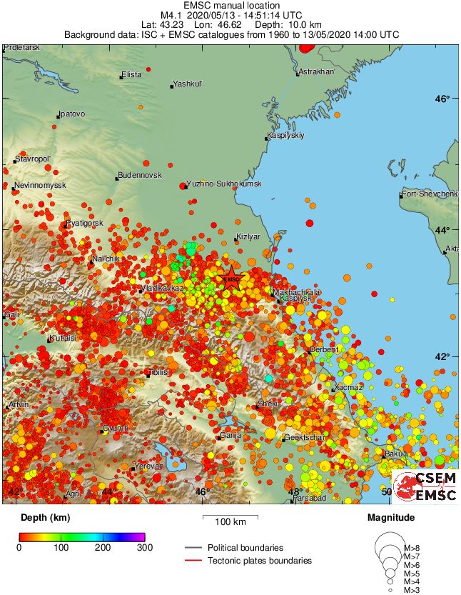 regional depth historical seismicity