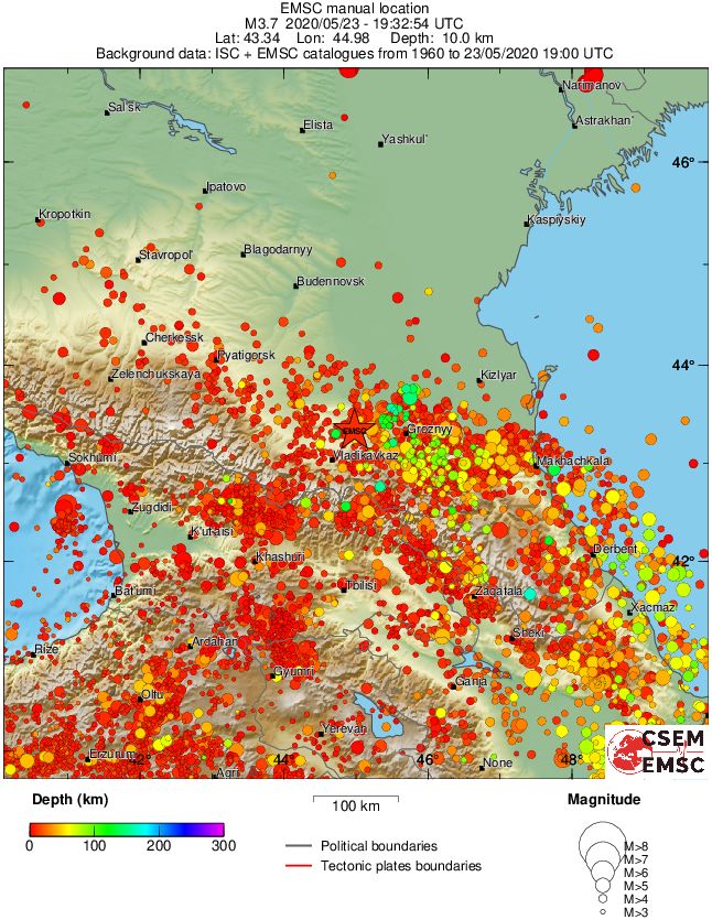 regional depth historical seismicity