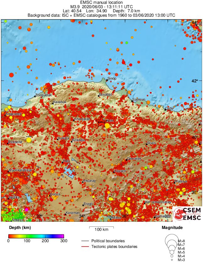 regional depth historical seismicity