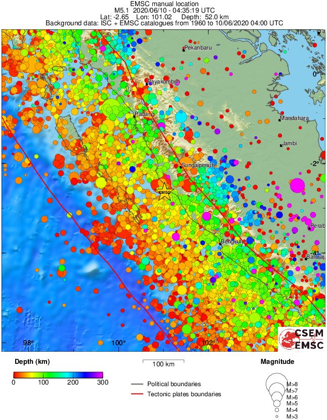 regional depth historical seismicity