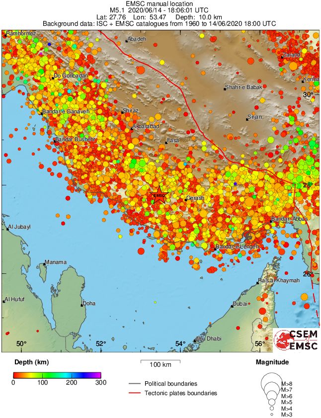 regional depth historical seismicity