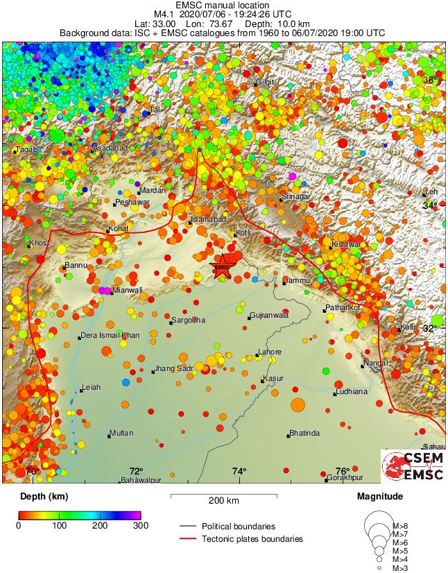 regional depth historical seismicity