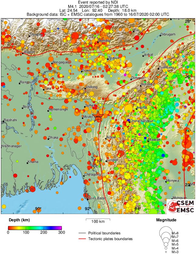 regional depth historical seismicity