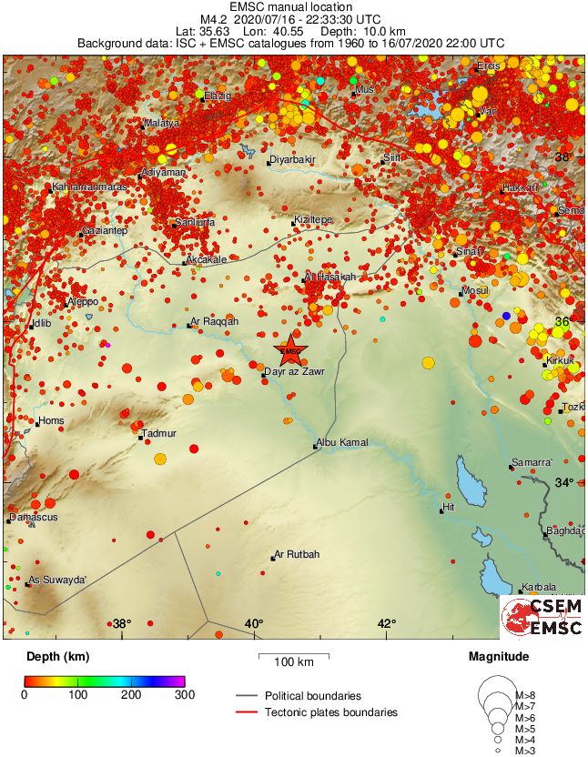 regional depth historical seismicity