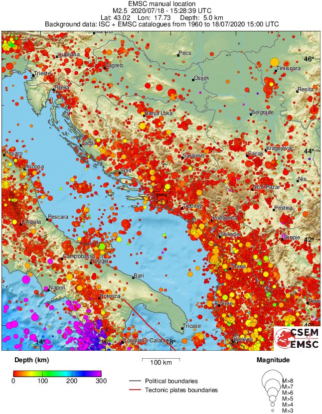 regional depth historical seismicity