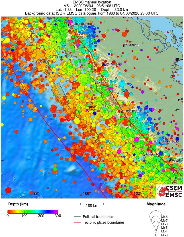 regional depth historical seismicity