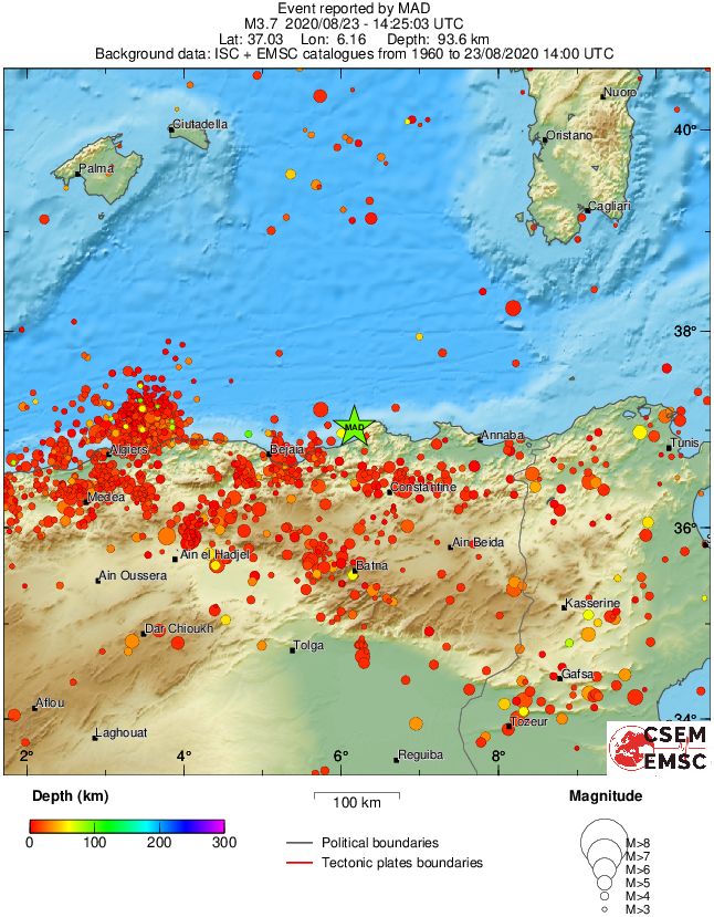 regional depth historical seismicity