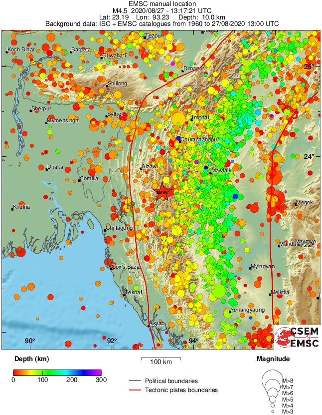 regional depth historical seismicity